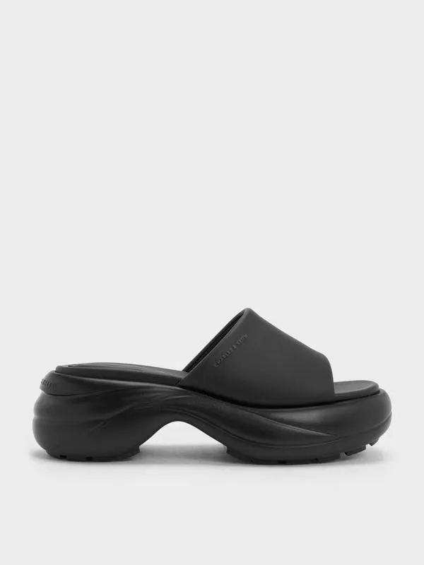 Women WideStrap Curved Platform Sports Sandals 8211 Black CHARLES and KEITH Sandals Women WideStrap Curved Platform Sports Sandals 8211 Black CHARLES and KEITH Sandals