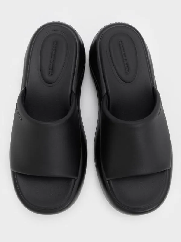 Women WideStrap Curved Platform Sports Sandals 8211 Black CHARLES and KEITH Sandals