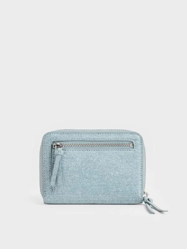 Women Xylia Denim ZipAround Wallet 8211 Denim Blue CHARLES and KEITH Small Wallets