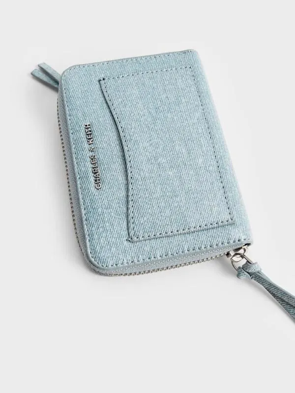 Women Xylia Denim ZipAround Wallet 8211 Denim Blue CHARLES and KEITH Small Wallets