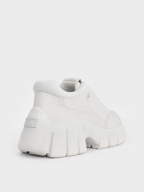 Women Yunna Leather and Recycled Fabric Chunky Sneakers 8211 White CHARLES and KEITH Sneakers