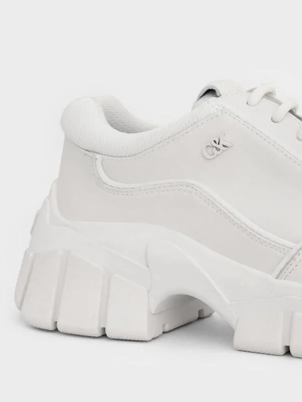 Women Yunna Leather and Recycled Fabric Chunky Sneakers 8211 White CHARLES and KEITH Sneakers