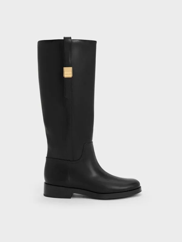 Women Yvette MetallicAccent KneeHigh Boots 8211 Black CHARLES and KEITH Boots Women Yvette MetallicAccent KneeHigh Boots 8211 Black CHARLES and KEITH Boots