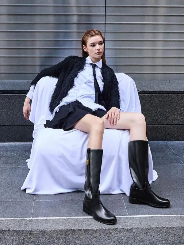 Women Yvette MetallicAccent KneeHigh Boots 8211 Black CHARLES and KEITH Boots