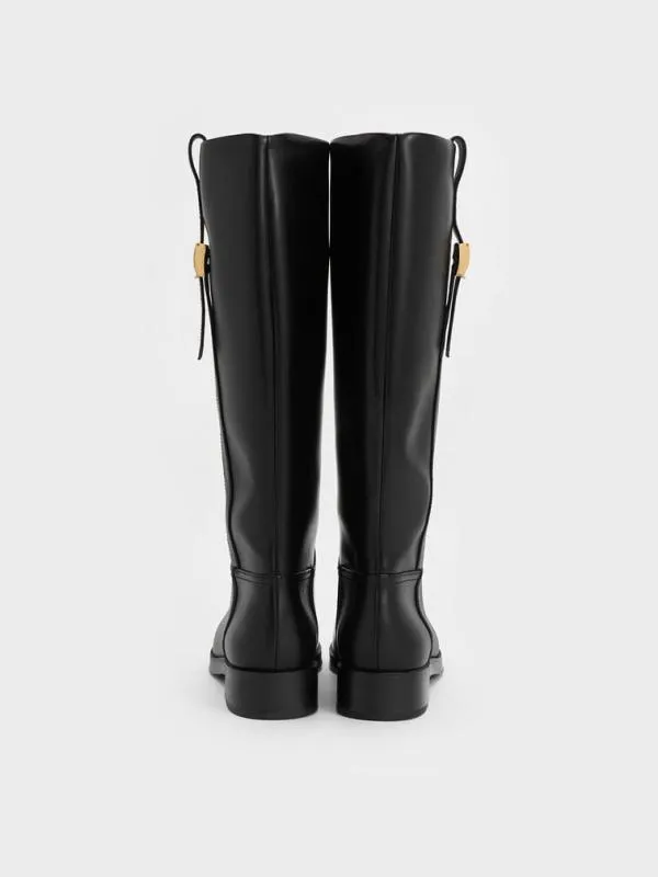 Women Yvette MetallicAccent KneeHigh Boots 8211 Black CHARLES and KEITH Boots