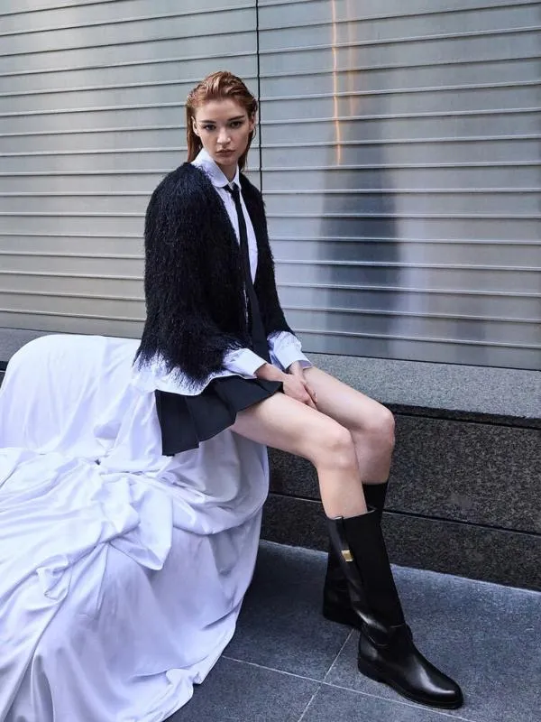 Women Yvette MetallicAccent KneeHigh Boots 8211 Black CHARLES and KEITH Boots