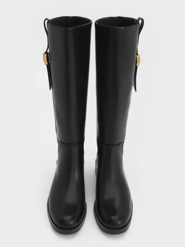 Women Yvette MetallicAccent KneeHigh Boots 8211 Black CHARLES and KEITH Boots