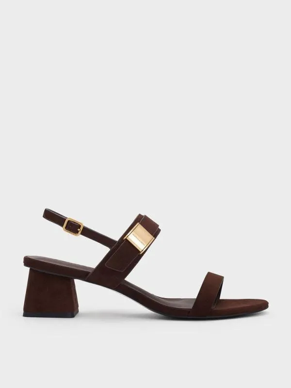 Women Yvette Textured DoubleStrap Heeled Sandals 8211 Dark Brown CHARLES and KEITH Heels Women Yvette Textured DoubleStrap Heeled Sandals 8211 Dark Brown CHARLES and KEITH Heels