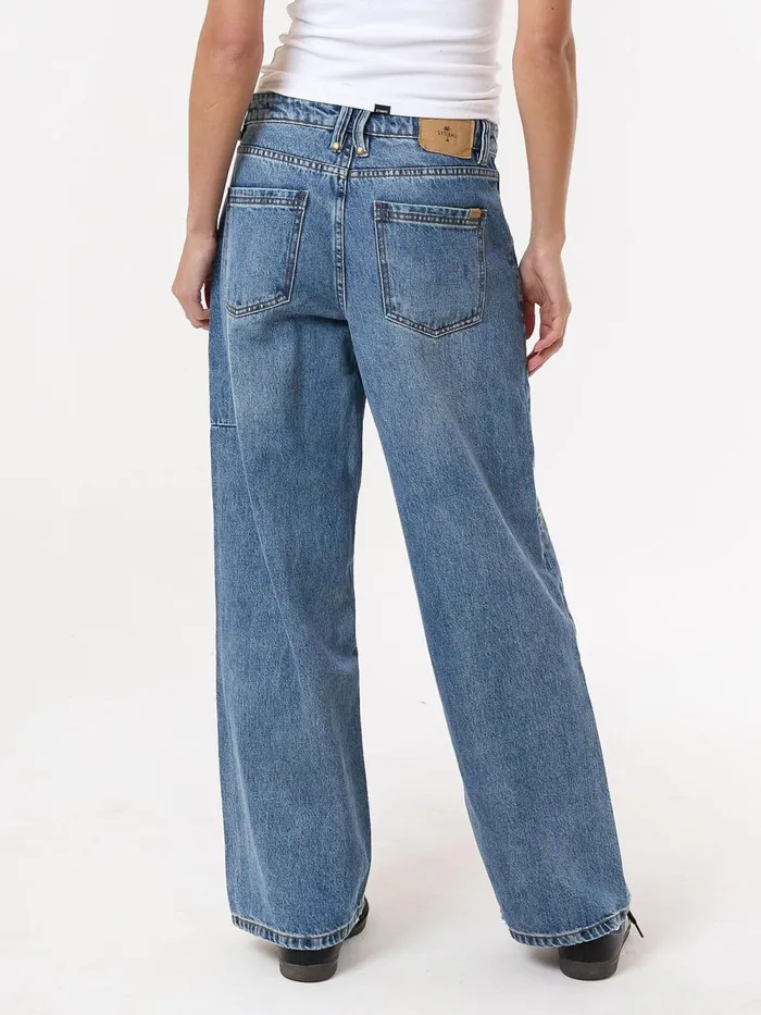 Womens Billie Low Baggie Jean Weathered Blue Thrills Denim