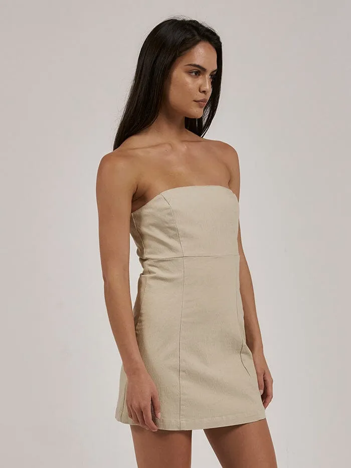Womens Carey Strapless Mini Dress Oatmeal Thrills Dresses