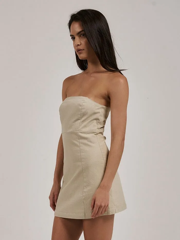 Womens Carey Strapless Mini Dress Oatmeal Thrills Dresses