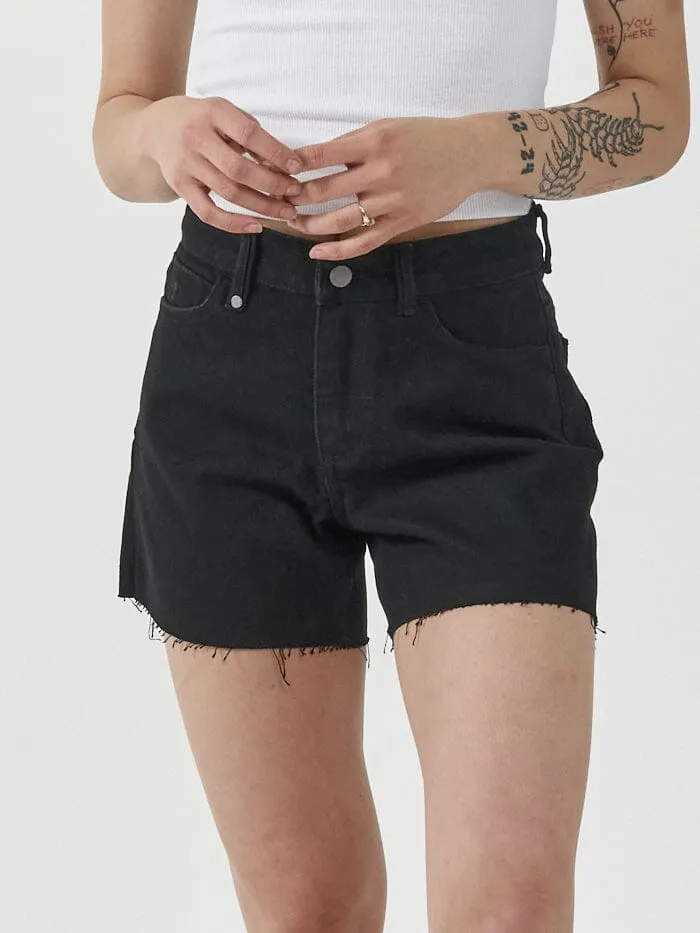 Womens Erica Mid Rise Short Black Rinse Thrills Denim Shorts