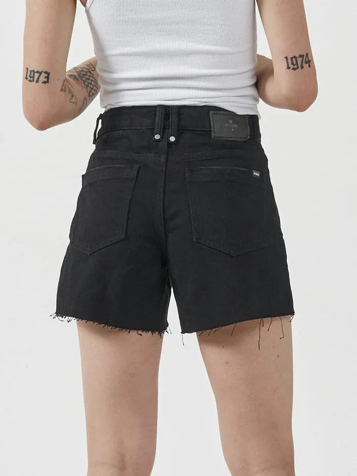 Womens Erica Mid Rise Short Black Rinse Thrills Denim Shorts