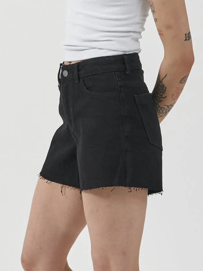 Womens Erica Mid Rise Short Black Rinse Thrills Denim Shorts