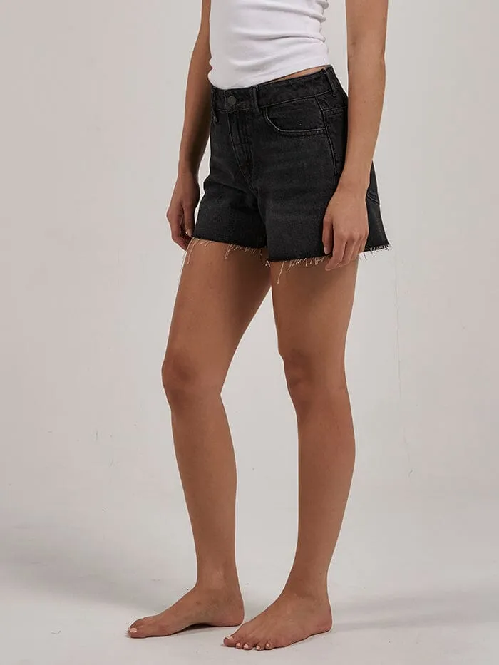 Womens Erica Mid Rise Short Smoke Black Thrills Denim Shorts