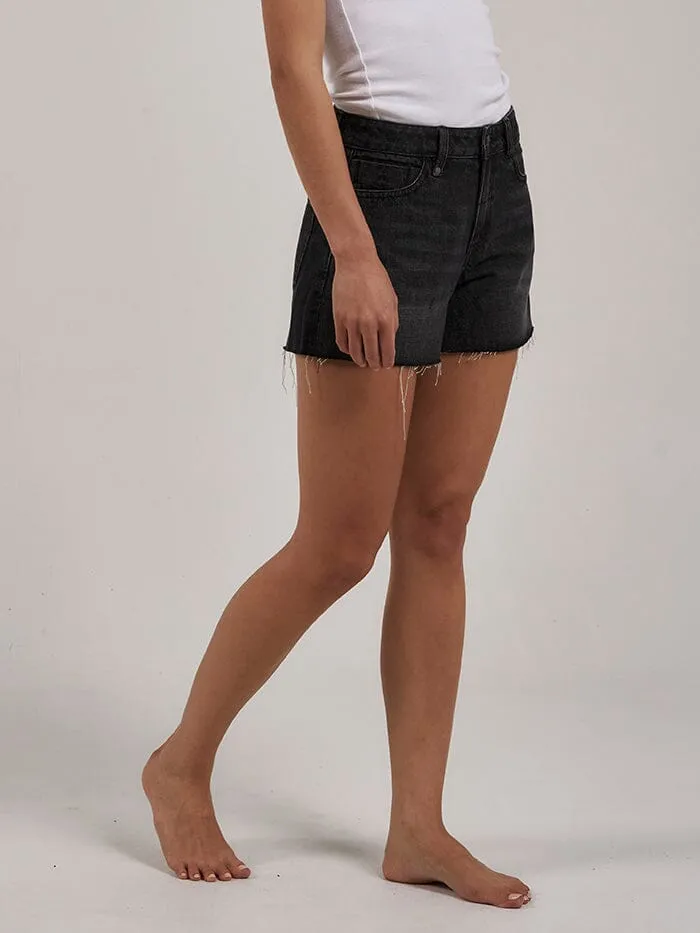 Womens Erica Mid Rise Short Smoke Black Thrills Denim Shorts