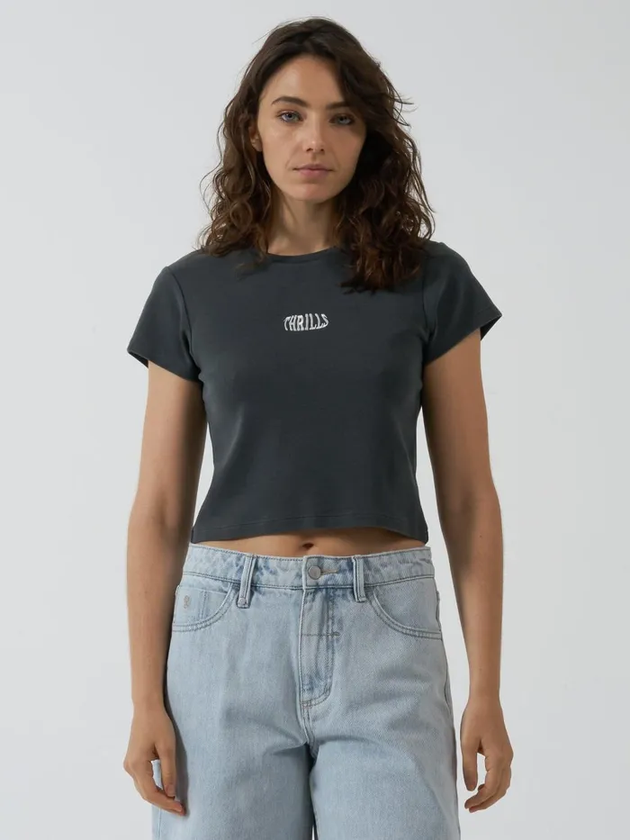 Womens Fisheye Mini Tee Merch Black Thrills Tops and Tees
