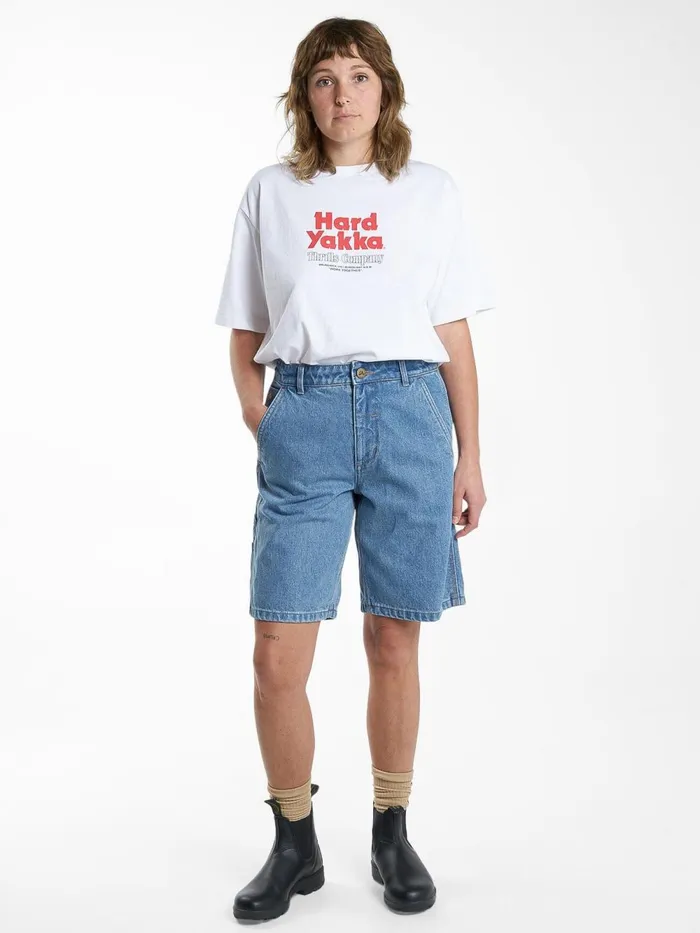 Womens Hard Yakka X Jordan Carpenter Short Drill Blue Thrills Denim Shorts