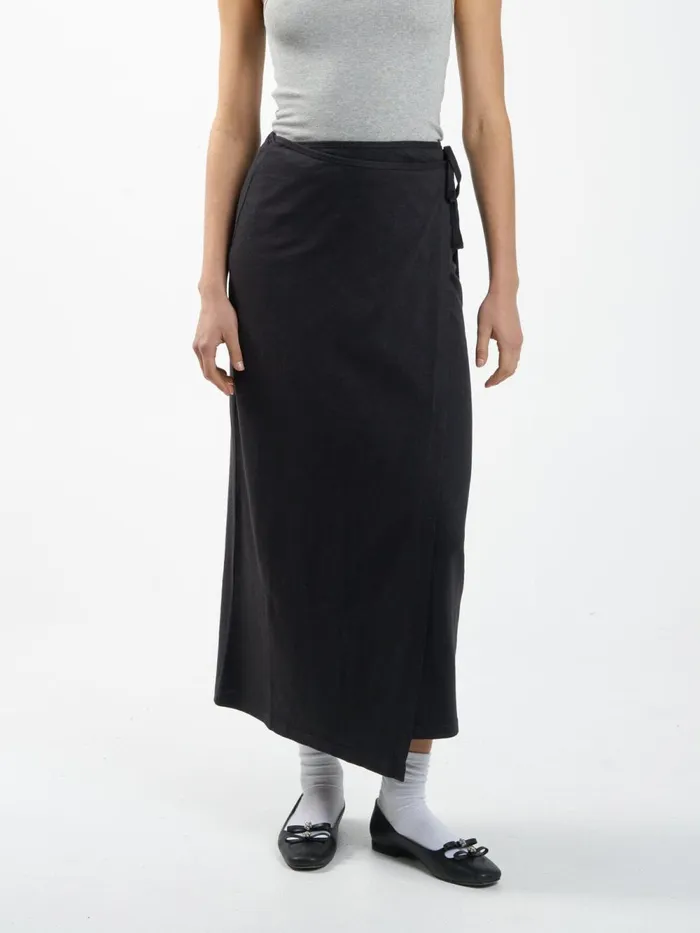 Womens Hemp Wrap Skirt Black Thrills Skirts