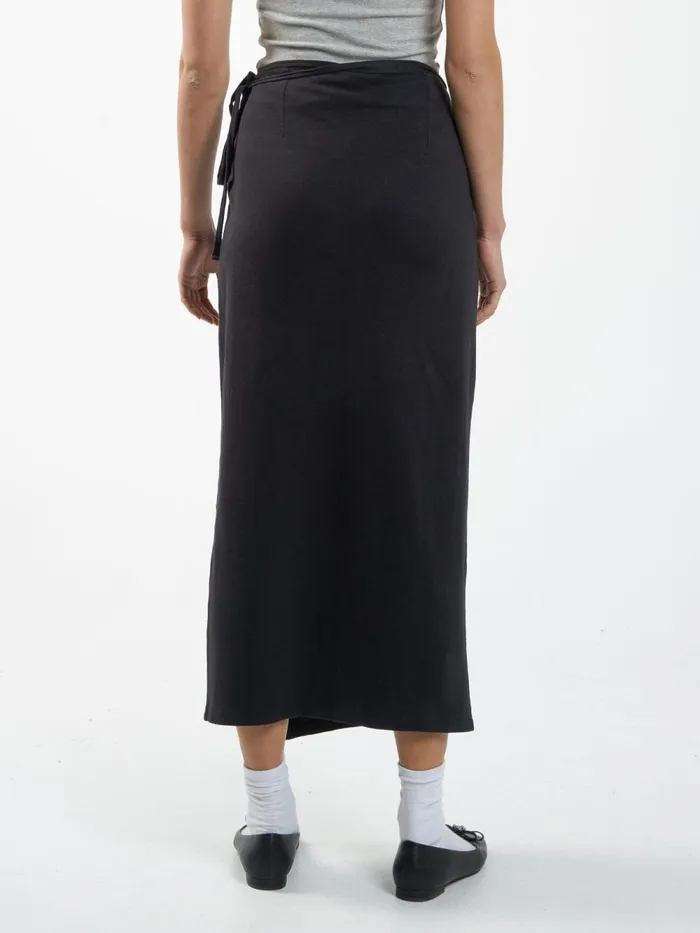 Womens Hemp Wrap Skirt Black Thrills Skirts