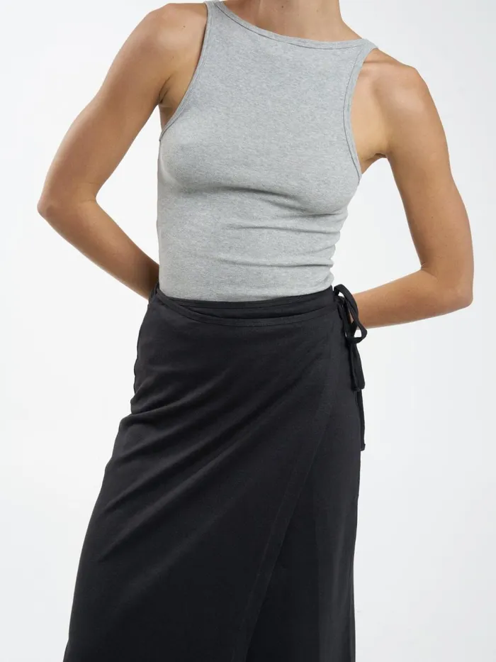 Womens Hemp Wrap Skirt Black Thrills Skirts