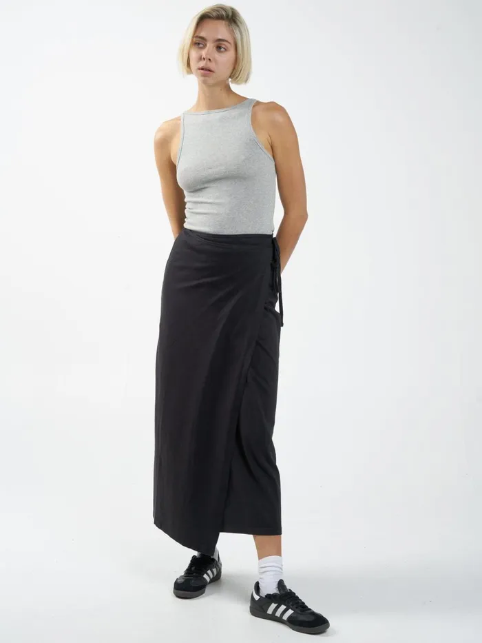 Womens Hemp Wrap Skirt Black Thrills Skirts