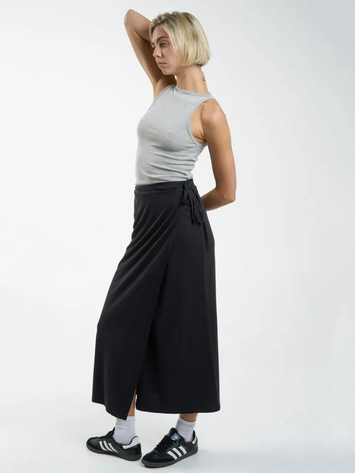 Womens Hemp Wrap Skirt Black Thrills Skirts