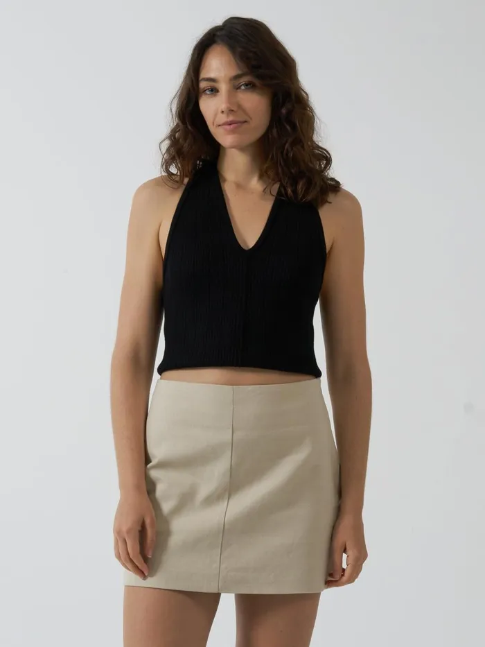 Womens Kendal Knit Halter Black Thrills Tops and Tees