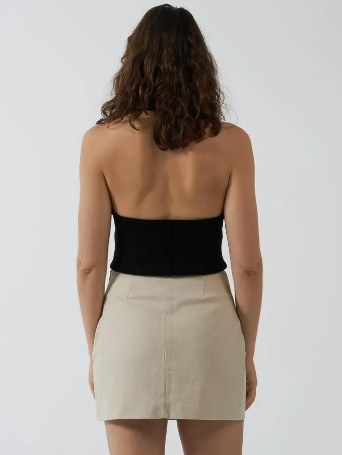 Womens Kendal Knit Halter Black Thrills Tops and Tees