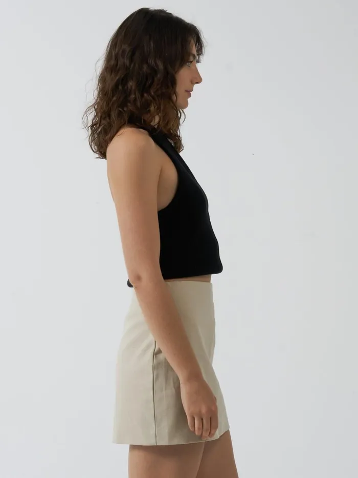 Womens Kendal Knit Halter Black Thrills Tops and Tees