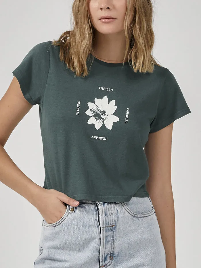 Womens Love Me Not Hemp Mini Tee Mallard Green Thrills Tops and Tees