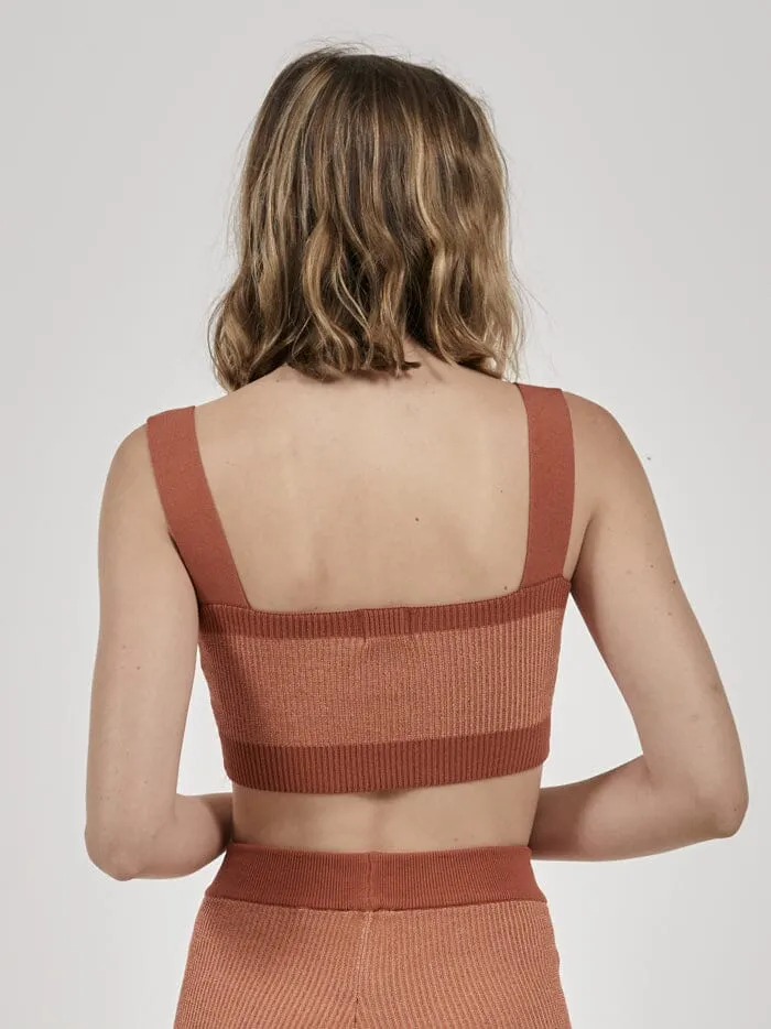 Womens Love Me Not Knit Crop Dusty Clay Thrills Tops and Tees
