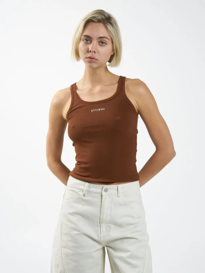 Womens Minimal Scoop Tank Chestnut Thrills Tops and Tees