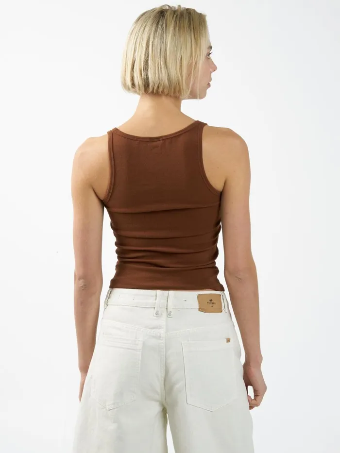 Womens Minimal Scoop Tank Chestnut Thrills Tops and Tees