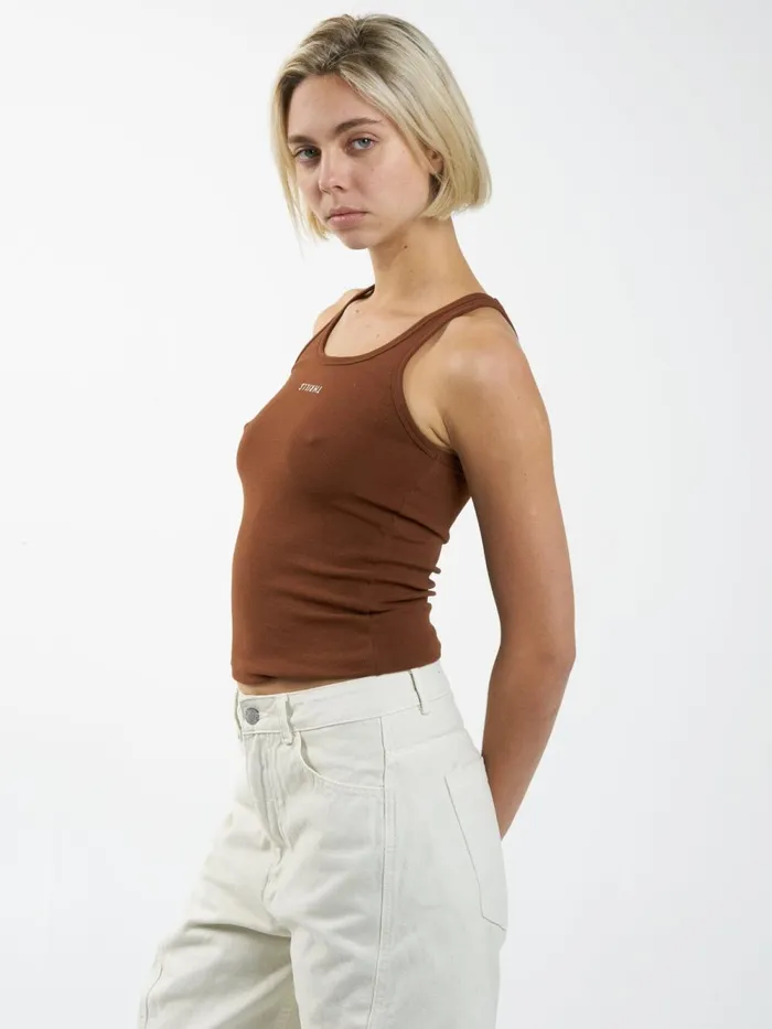 Womens Minimal Scoop Tank Chestnut Thrills Tops and Tees
