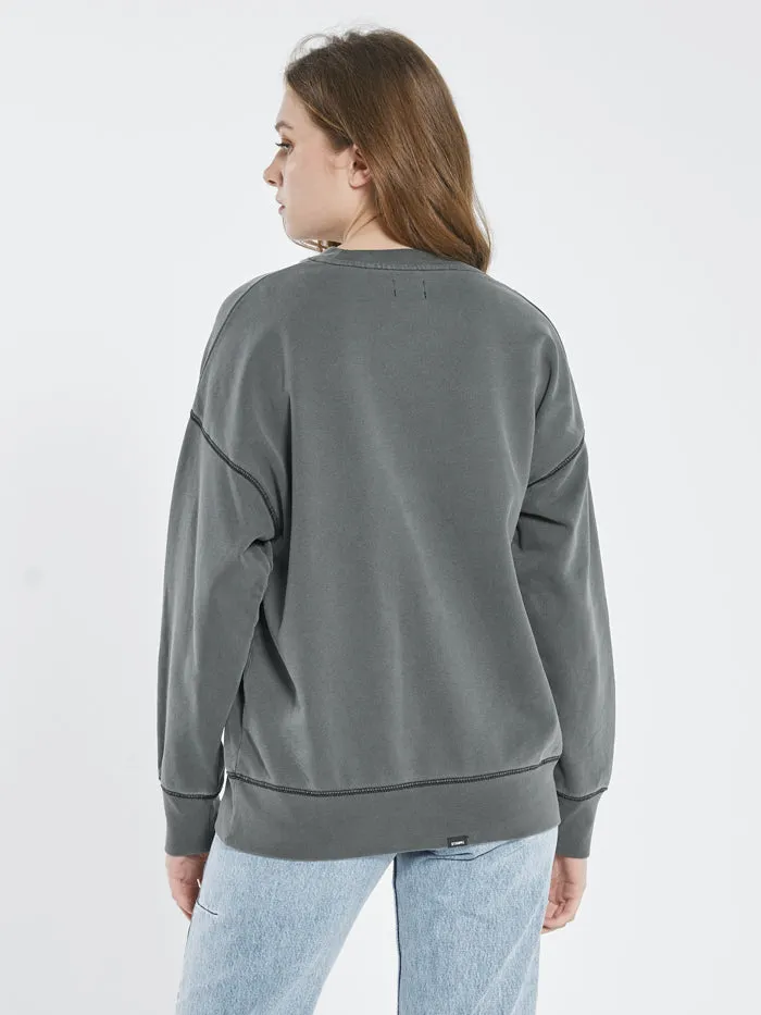 Womens Not Forgotten Slouch Crew Merch Black Thrills Sweaters and Fleece