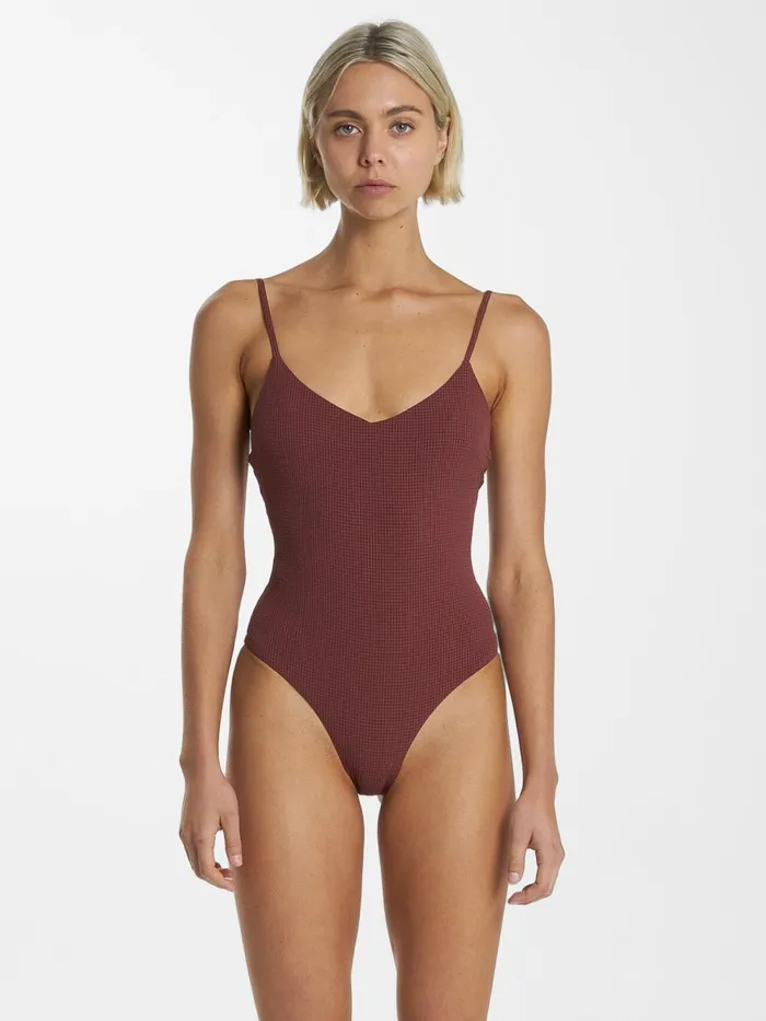 Womens Paradise Code Classic VNeck One Piece Chimney Red Thrills Swim
