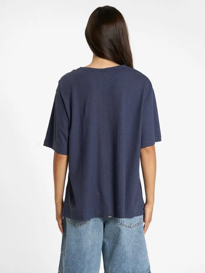 Womens Wishes Come True Hemp Box Tee Station Navy Thrills Tops and Tees