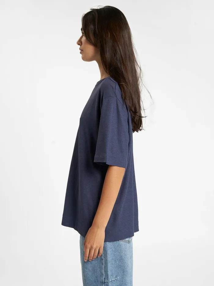 Womens Wishes Come True Hemp Box Tee Station Navy Thrills Tops and Tees