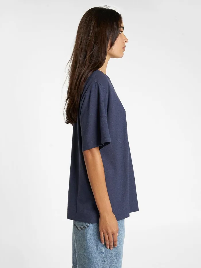 Womens Wishes Come True Hemp Box Tee Station Navy Thrills Tops and Tees