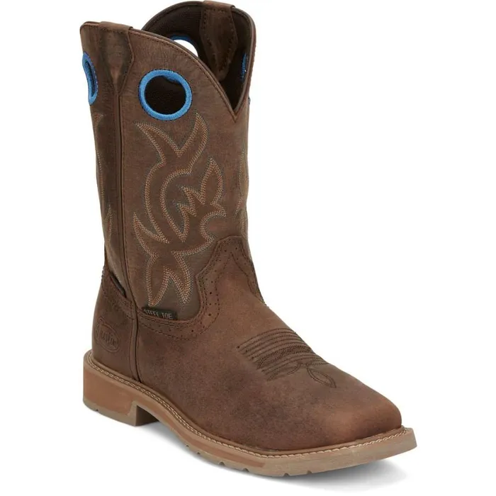 Work Men Justin Boots All Around 11034 Steel Toe Waterproof Work Boot Walnut Brown 040brown041