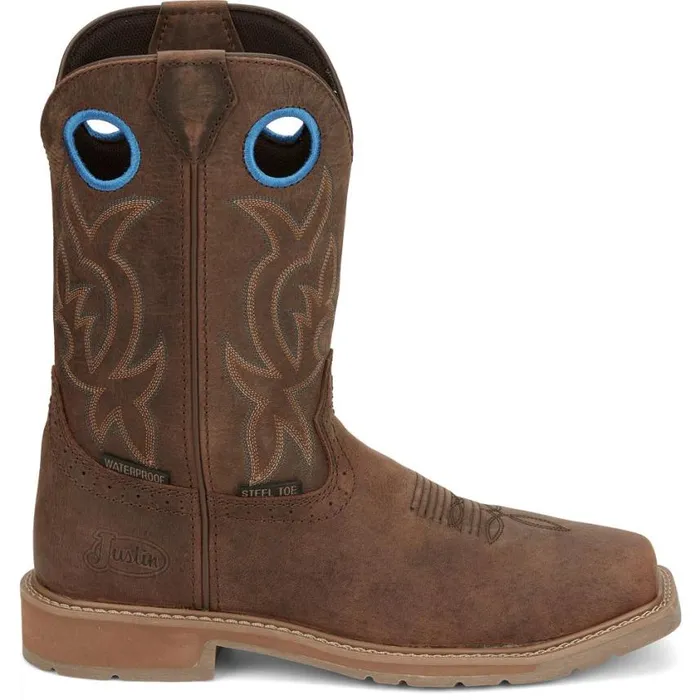 Work Men Justin Boots All Around 11034 Steel Toe Waterproof Work Boot Walnut Brown 040brown041
