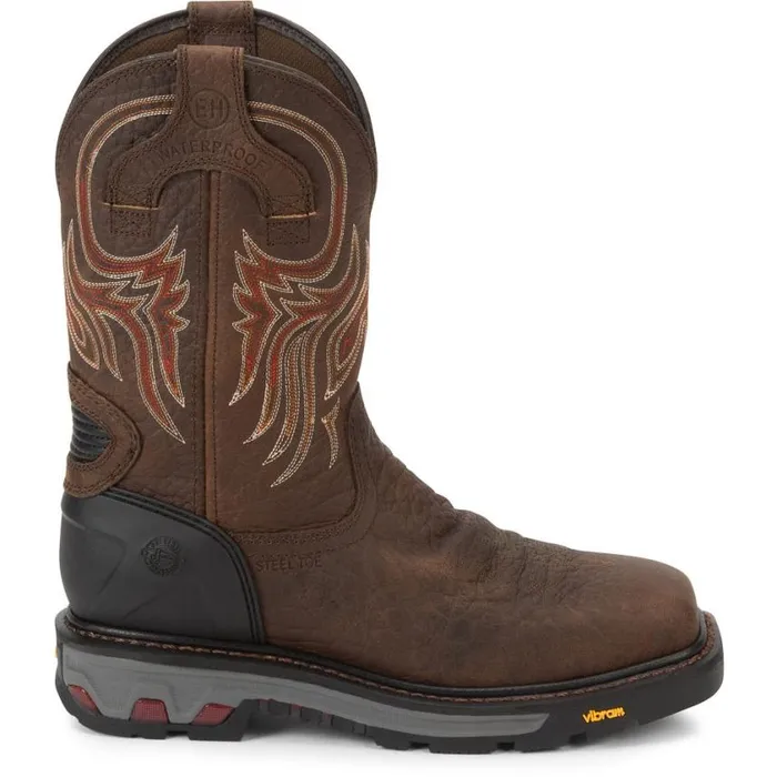 Work Men Justin Boots Driscoll 11034 Steel Toe Waterproof Work Boot Brown