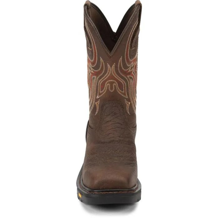 Work Men Justin Boots Driscoll 11034 Steel Toe Waterproof Work Boot Brown