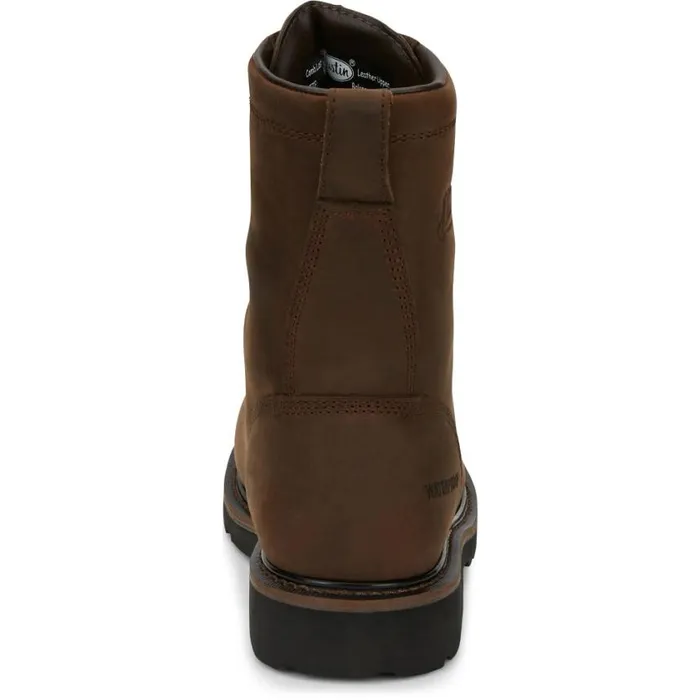 Work Men Justin Boots Drywall 8034 Steel Toe Waterproof LaceUp Work Boot Brown