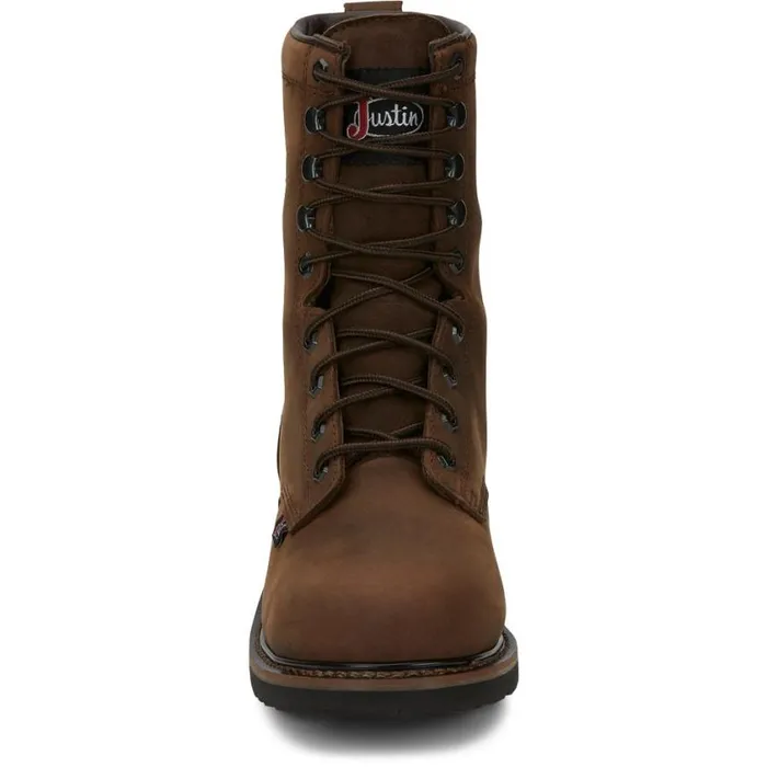 Work Men Justin Boots Drywall 8034 Steel Toe Waterproof LaceUp Work Boot Brown