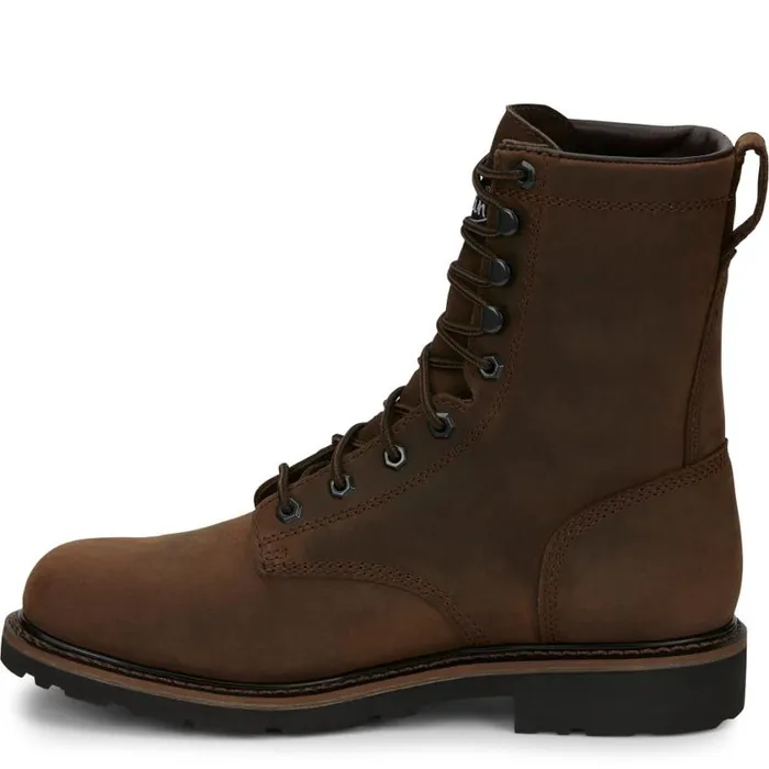 Work Men Justin Boots Drywall 8034 Steel Toe Waterproof LaceUp Work Boot Brown