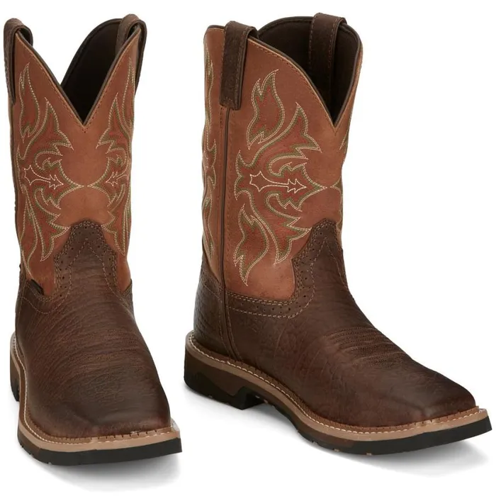 Work Men Justin Boots Flash 11034 Waterproof Steel Toe Work Boot Pecan 040brown041
