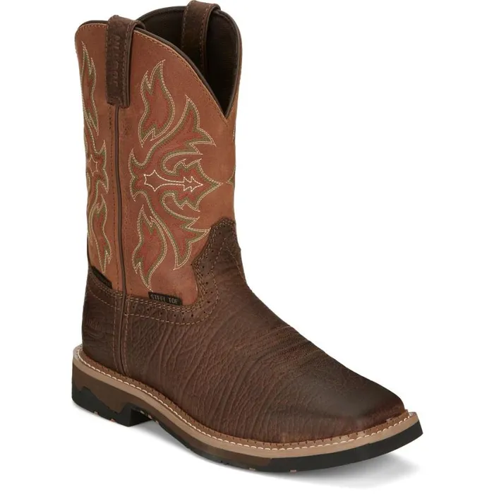 Work Men Justin Boots Flash 11034 Waterproof Steel Toe Work Boot Pecan 040brown041