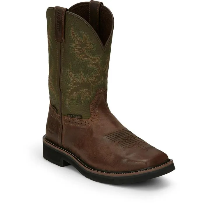 Work Men Justin Boots Keavan 11034 Met Guard Steel Toe Work Boot Dark Brown 040brown041